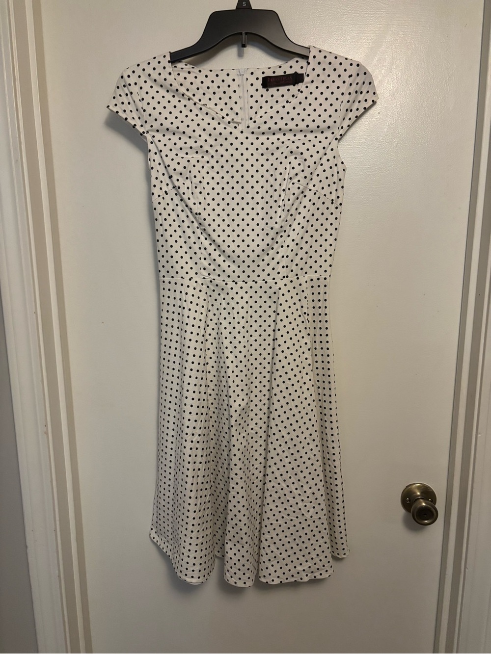 Polka Dot Midi Dress in White and Black - Elegant Fit